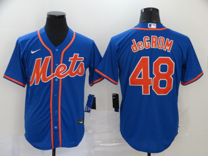 Men New York Mets 48 deGrom Blue Nike Game MLB Jerseys